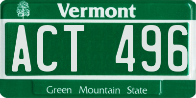 VT license plate ACT496