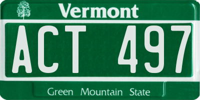 VT license plate ACT497
