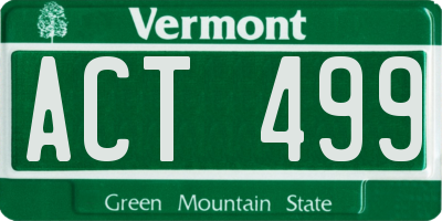 VT license plate ACT499