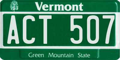 VT license plate ACT507