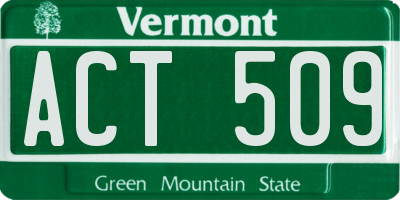 VT license plate ACT509