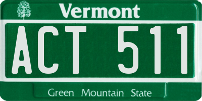 VT license plate ACT511