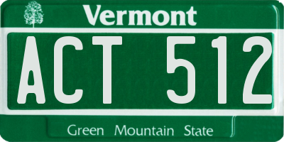VT license plate ACT512
