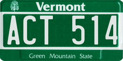 VT license plate ACT514