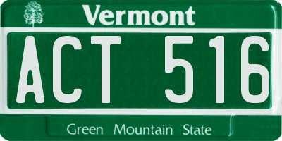 VT license plate ACT516