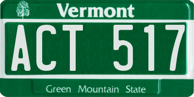 VT license plate ACT517