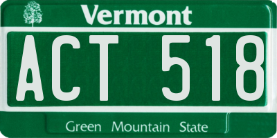 VT license plate ACT518