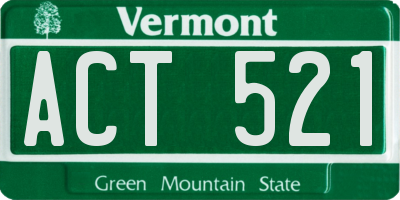 VT license plate ACT521