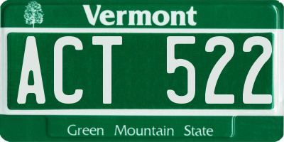 VT license plate ACT522