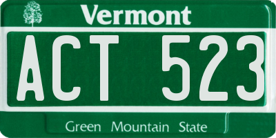 VT license plate ACT523