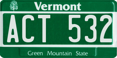 VT license plate ACT532