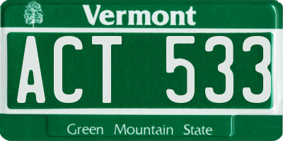 VT license plate ACT533