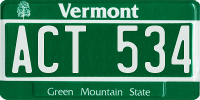 VT license plate ACT534