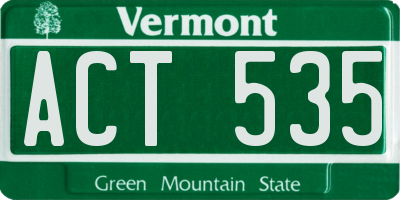 VT license plate ACT535