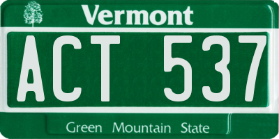 VT license plate ACT537