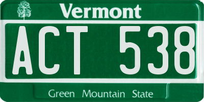 VT license plate ACT538