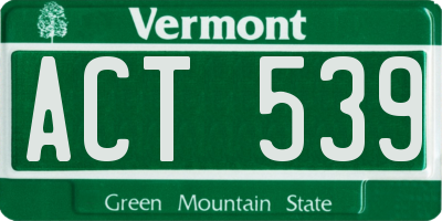 VT license plate ACT539