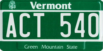 VT license plate ACT540