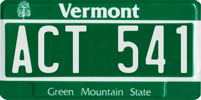 VT license plate ACT541