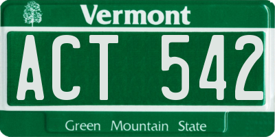 VT license plate ACT542