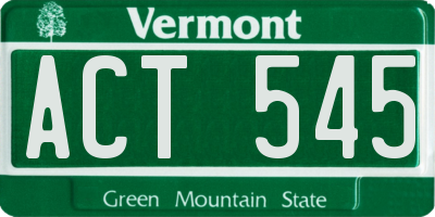 VT license plate ACT545