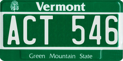 VT license plate ACT546