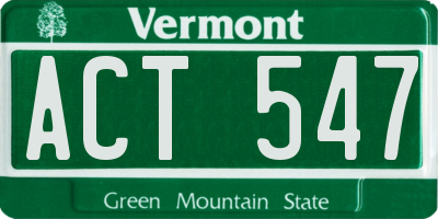 VT license plate ACT547
