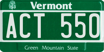 VT license plate ACT550