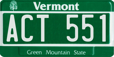 VT license plate ACT551