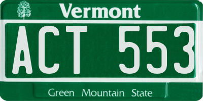 VT license plate ACT553
