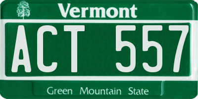 VT license plate ACT557
