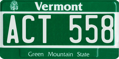 VT license plate ACT558