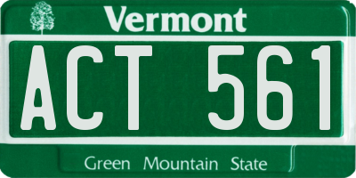 VT license plate ACT561