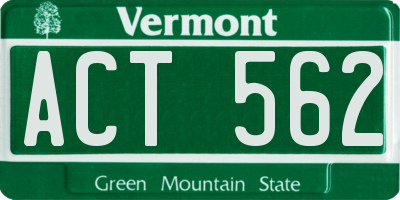 VT license plate ACT562