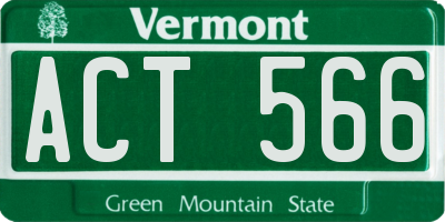 VT license plate ACT566