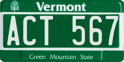 VT license plate ACT567