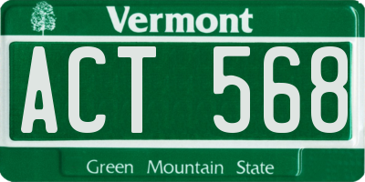 VT license plate ACT568