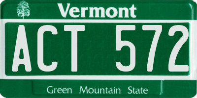 VT license plate ACT572