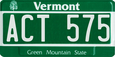 VT license plate ACT575