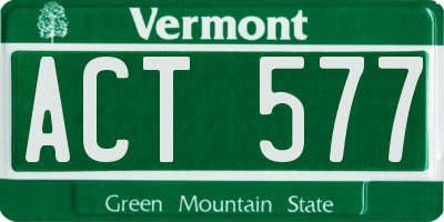 VT license plate ACT577