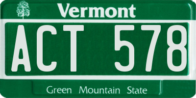 VT license plate ACT578