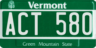 VT license plate ACT580