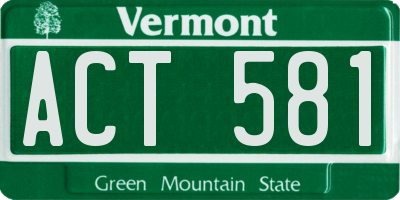 VT license plate ACT581