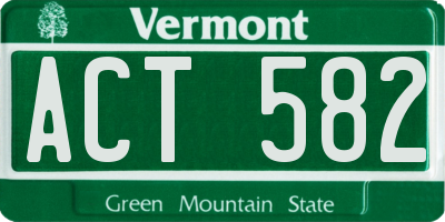 VT license plate ACT582