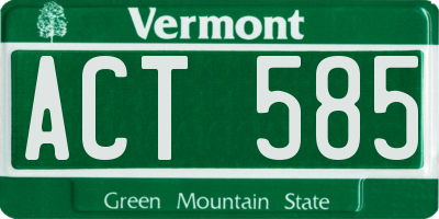 VT license plate ACT585