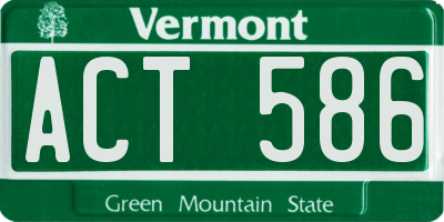 VT license plate ACT586