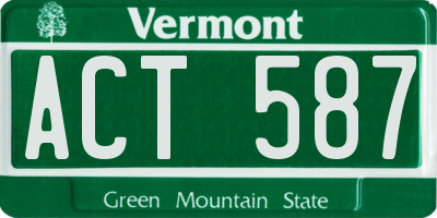 VT license plate ACT587