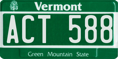 VT license plate ACT588