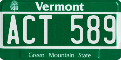 VT license plate ACT589