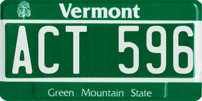 VT license plate ACT596
